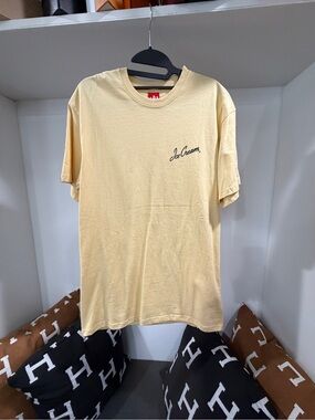 Icecream Men's Crewneck Tee in Light Yellow with Script Logo